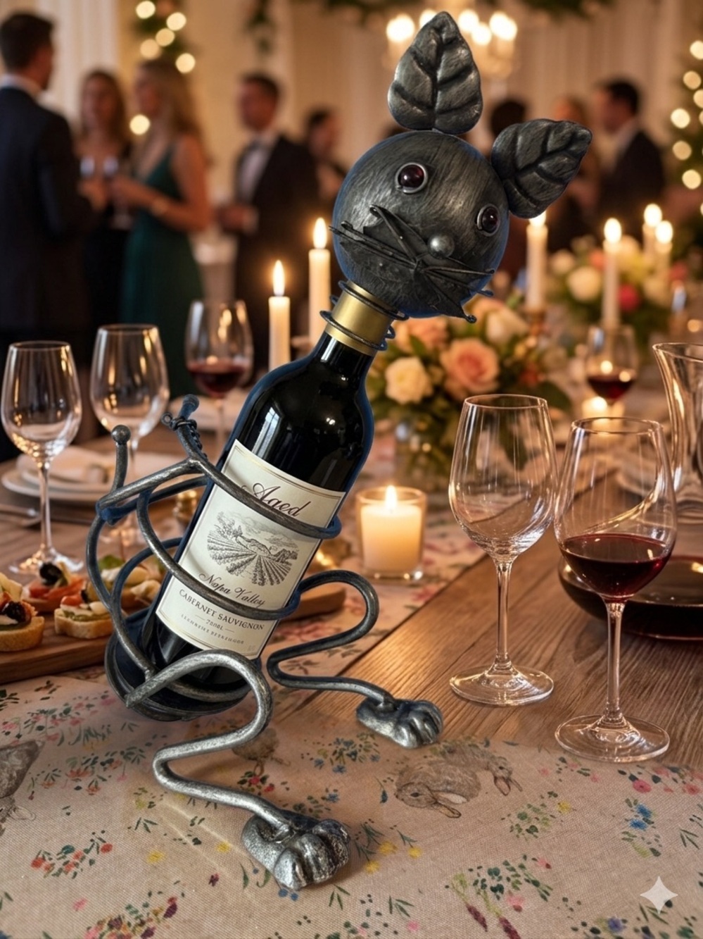 Heavy Metal Whimsical Crazy Cat Wine Bottle Holder